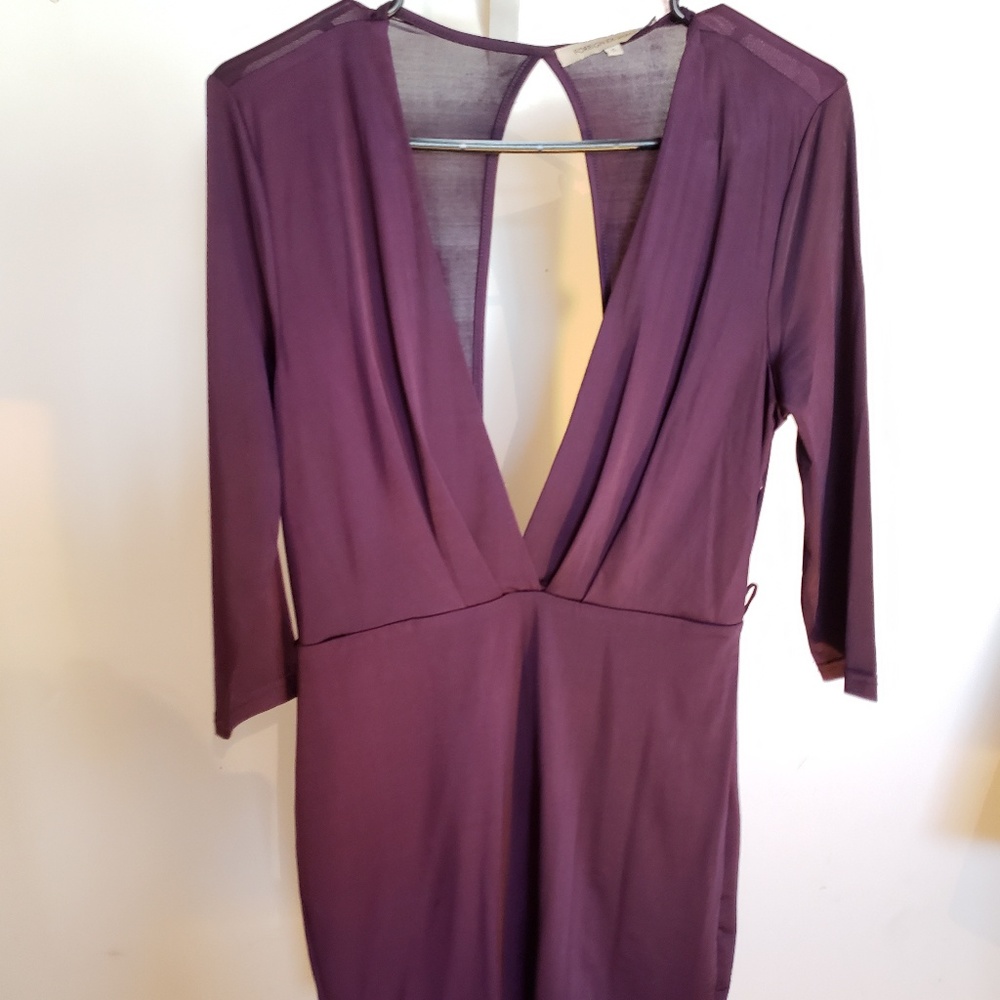 Deep V neck, sexy key hole back, mini dress
